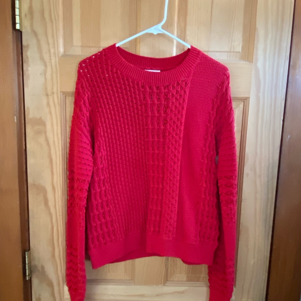 Market & Spruce Red Crew Neck Sweater